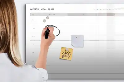 Magnetisch glazen schrijfbord voor notities en foto's eenvoudig menu