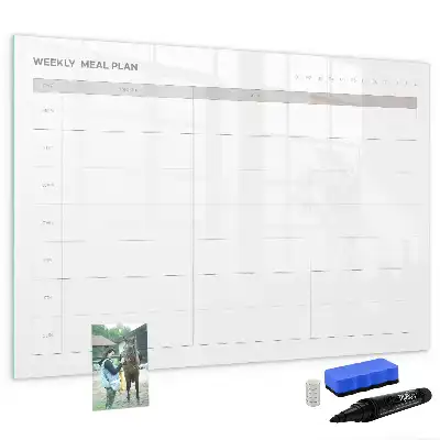 Magnetisch glazen schrijfbord voor notities en foto's eenvoudig menu