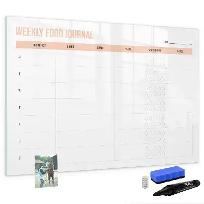 Beschrijfbaar glazen magneetbord met weekplanner voor maaltijden