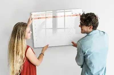 Beschrijfbaar glazen magneetbord met weekplanner voor maaltijden