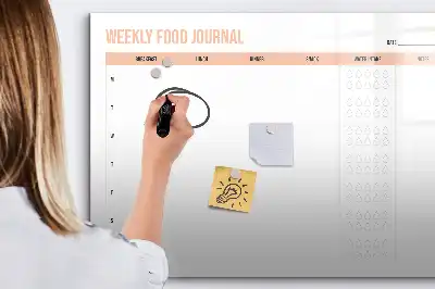 Beschrijfbaar glazen magneetbord met weekplanner voor maaltijden