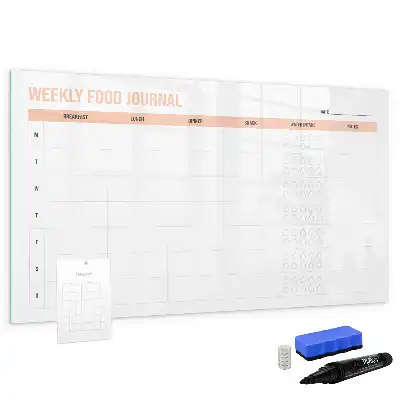 Beschrijfbaar glazen magneetbord met weekplanner voor maaltijden