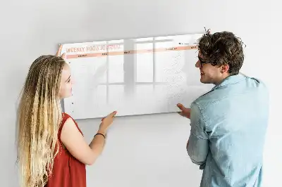 Beschrijfbaar glazen magneetbord met weekplanner voor maaltijden