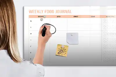 Beschrijfbaar glazen magneetbord met weekplanner voor maaltijden