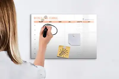 Beschrijfbaar glazen magneetbord met weekplanner voor maaltijden