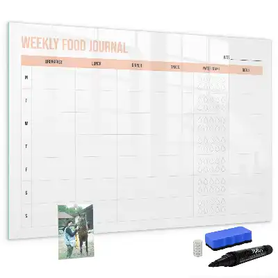 Beschrijfbaar glazen magneetbord met weekplanner voor maaltijden