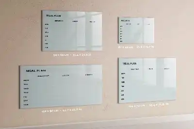 Beschrijfbaar glazen magneetbord met pastelkleurig maaltijdplan design