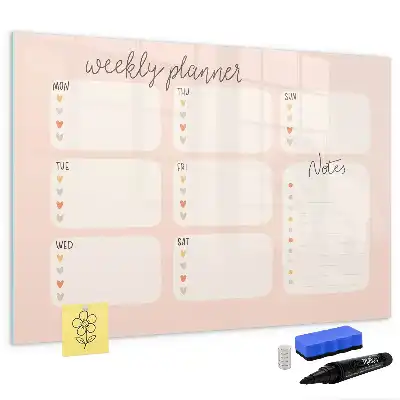 Magnetisch glazen weekplanner voor notities en foto's