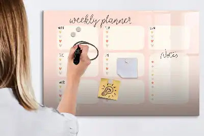 Magnetisch glazen weekplanner voor notities en foto's