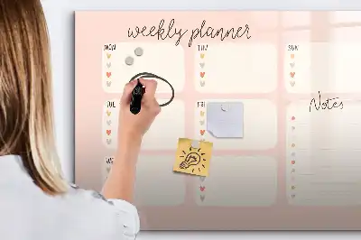 Magnetisch glazen weekplanner voor notities en foto's