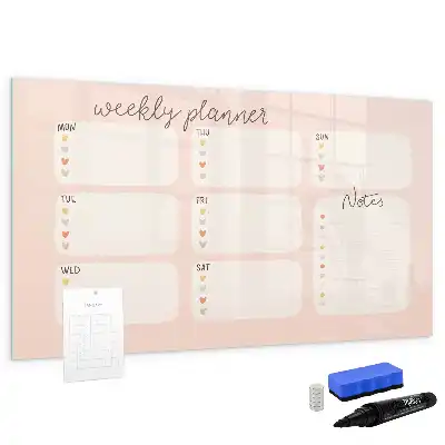 Magnetisch glazen weekplanner voor notities en foto's