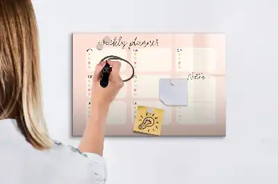 Magnetisch glazen weekplanner voor notities en foto's