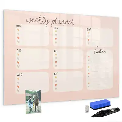Magnetisch glazen weekplanner voor notities en foto's