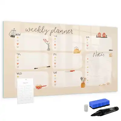 Glazen weekplanner beschrijfbaar magneetbord met design