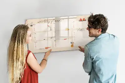 Glazen weekplanner beschrijfbaar magneetbord met design