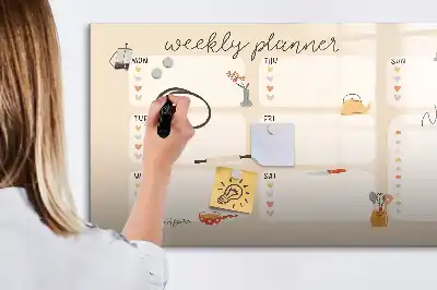 Glazen weekplanner beschrijfbaar magneetbord met design