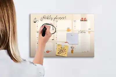 Glazen weekplanner beschrijfbaar magneetbord met design