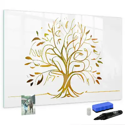 Beschrijfbaar glazen magneetbord met design van een gouden boom