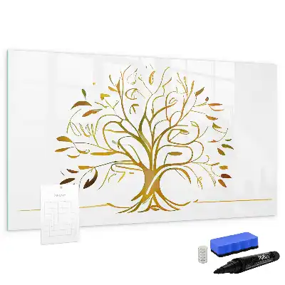 Beschrijfbaar glazen magneetbord met design van een gouden boom