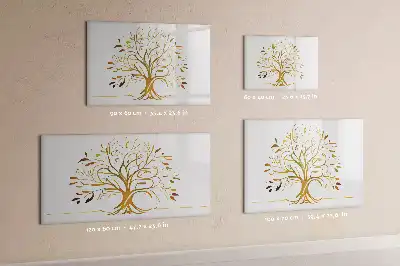 Beschrijfbaar glazen magneetbord met design van een gouden boom