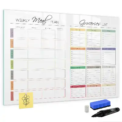 Magnetisch glazen memobord voor wekelijks menu