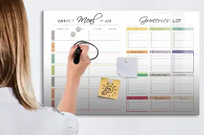 Magnetisch glazen memobord voor wekelijks menu