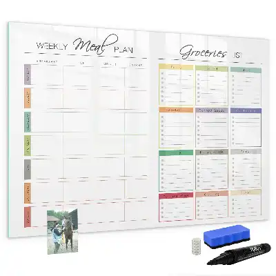 Magnetisch glazen memobord voor wekelijks menu