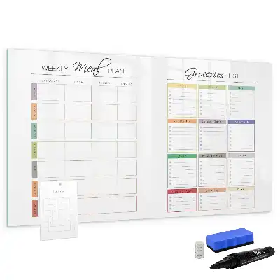 Magnetisch glazen memobord voor wekelijks menu