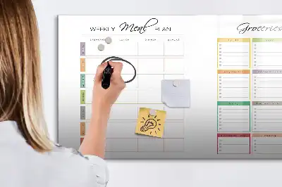 Magnetisch glazen memobord voor wekelijks menu