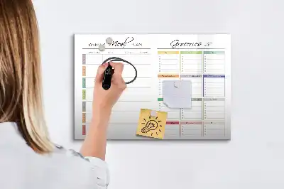 Magnetisch glazen memobord voor wekelijks menu