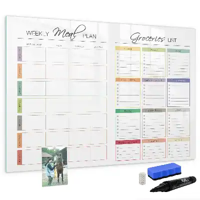 Magnetisch glazen memobord voor wekelijks menu