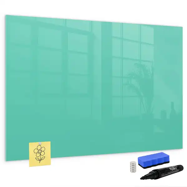 Beschrijfbaar glazen magneetbord in de kleur turkoois