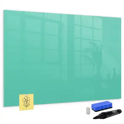 Beschrijfbaar glazen magneetbord in de kleur turkoois