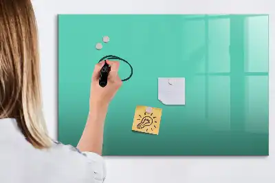 Beschrijfbaar glazen magneetbord in de kleur turkoois