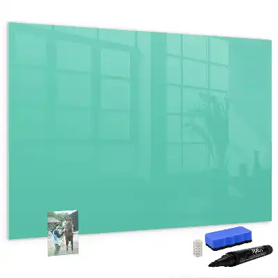 Beschrijfbaar glazen magneetbord in de kleur turkoois