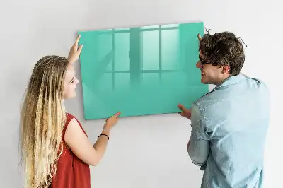 Beschrijfbaar glazen magneetbord in de kleur turkoois