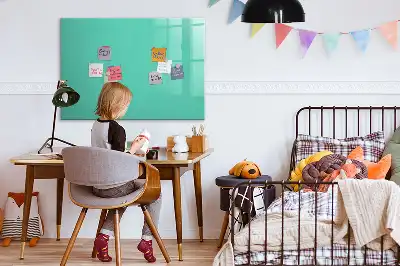 Beschrijfbaar glazen magneetbord in de kleur turkoois