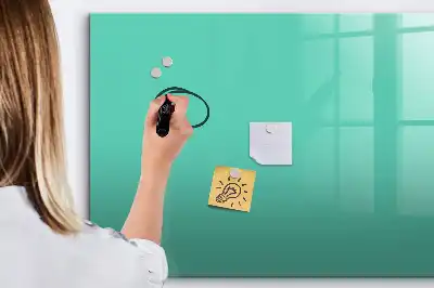 Beschrijfbaar glazen magneetbord in de kleur turkoois