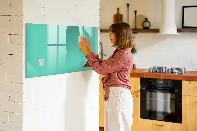 Beschrijfbaar glazen magneetbord in de kleur turkoois