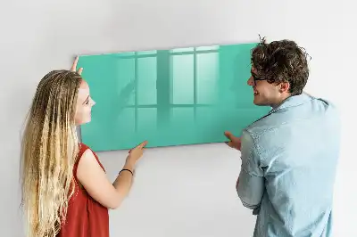Beschrijfbaar glazen magneetbord in de kleur turkoois
