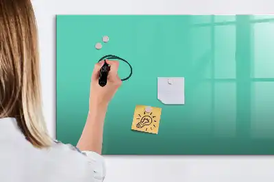 Beschrijfbaar glazen magneetbord in de kleur turkoois