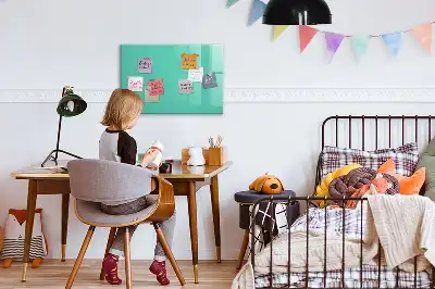 Beschrijfbaar glazen magneetbord in de kleur turkoois