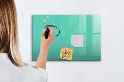 Beschrijfbaar glazen magneetbord in de kleur turkoois
