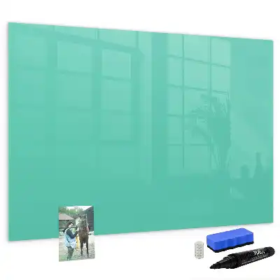 Beschrijfbaar glazen magneetbord in de kleur turkoois