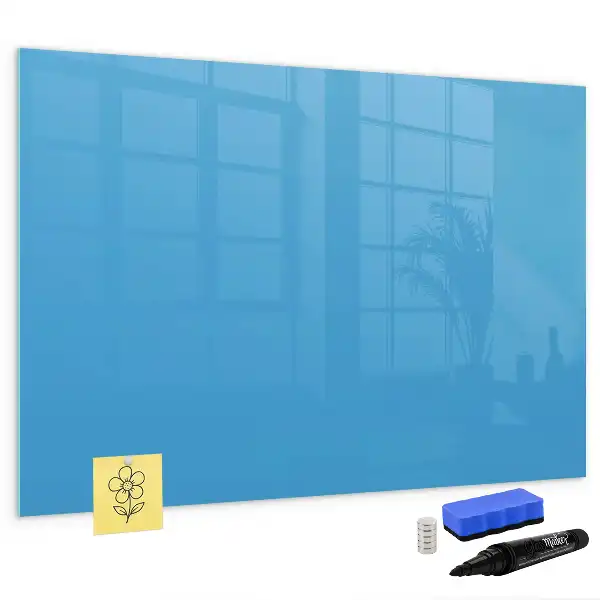 Magnetisch glazen schrijfbord voor notities en foto's lichtblauw