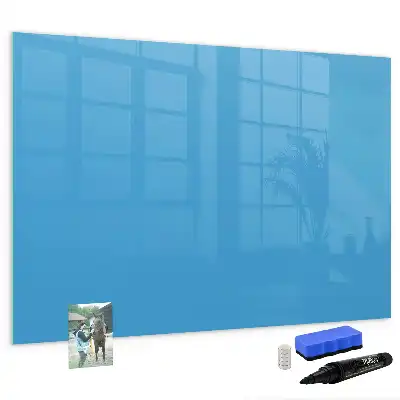Magnetisch glazen schrijfbord voor notities en foto's lichtblauw