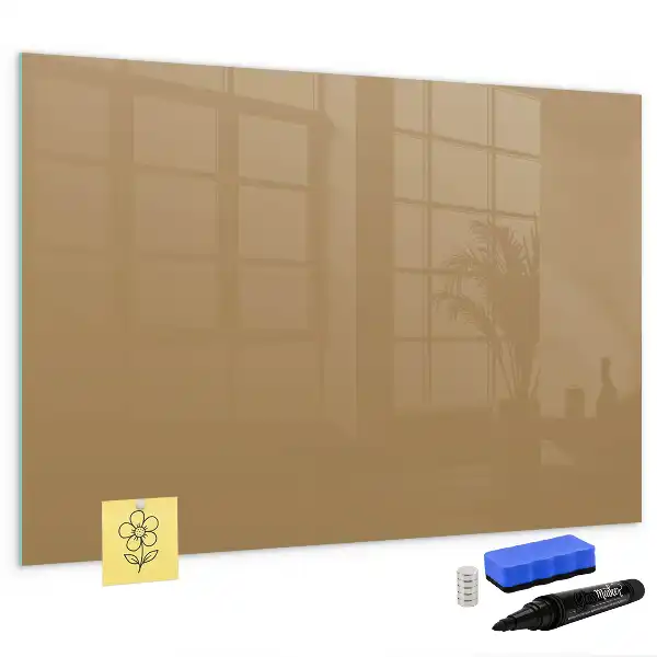 Magnetisch glazen schrijfbord voor notities en foto's donkerbeige