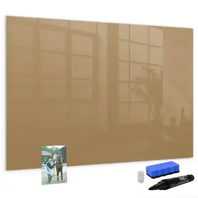 Magnetisch glazen schrijfbord voor notities en foto's donkerbeige