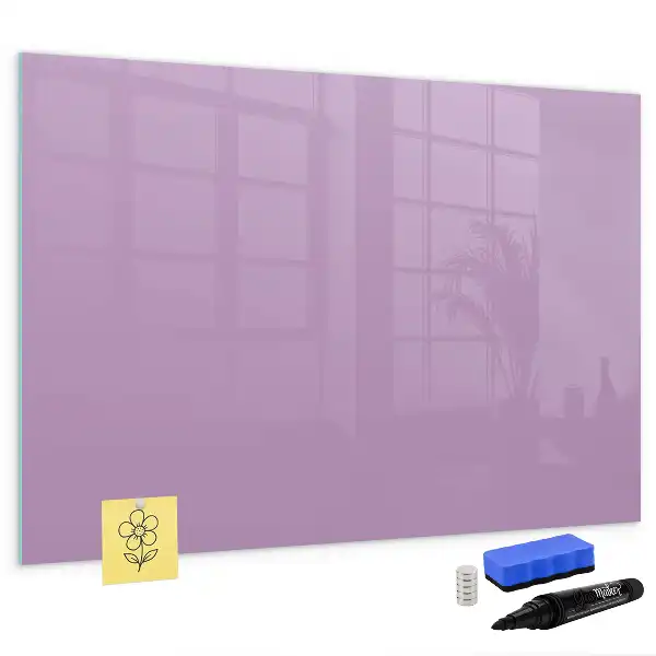 Beschrijfbaar glazen magneetbord in de kleur lila