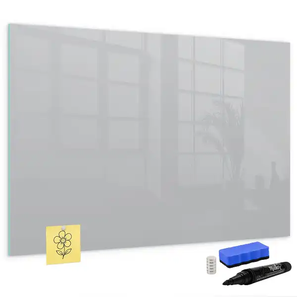 Magnetisch glazen schrijfbord voor notities en foto's lichtgrijs